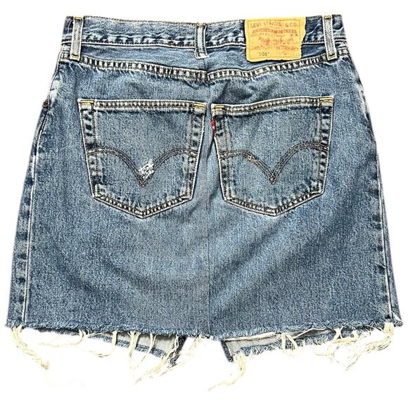 Levi's Distressed Cutoff Denim Skirt Reworked High Rise Blue - 4/6 - Picture 3 of 11